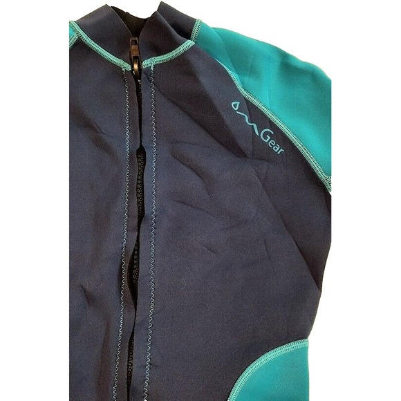 Ocean Gear Shorty Wetsuit Swimsuit Dive Skin Size L Blue Teal Front Zip - Picture 5 of 7